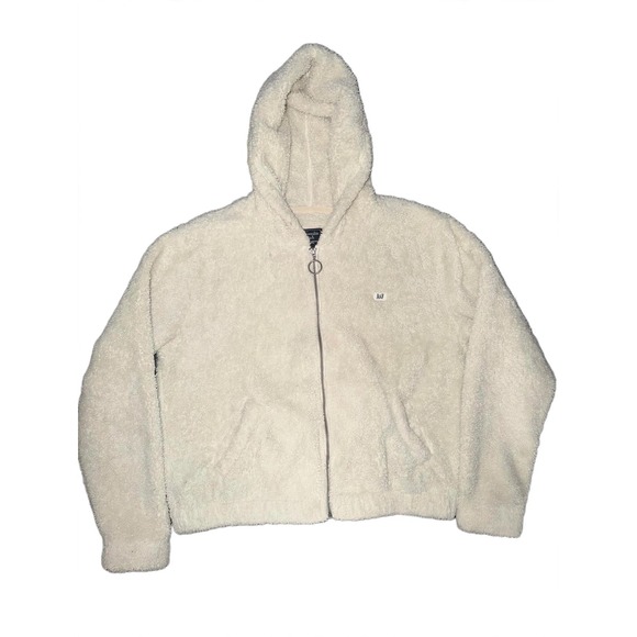 Abercrombie & Fitch Tops - Y2K Vintage Abercrombie & Fitch Cream Sherpa Fleece Full Zip Hoodie Jacket A&F